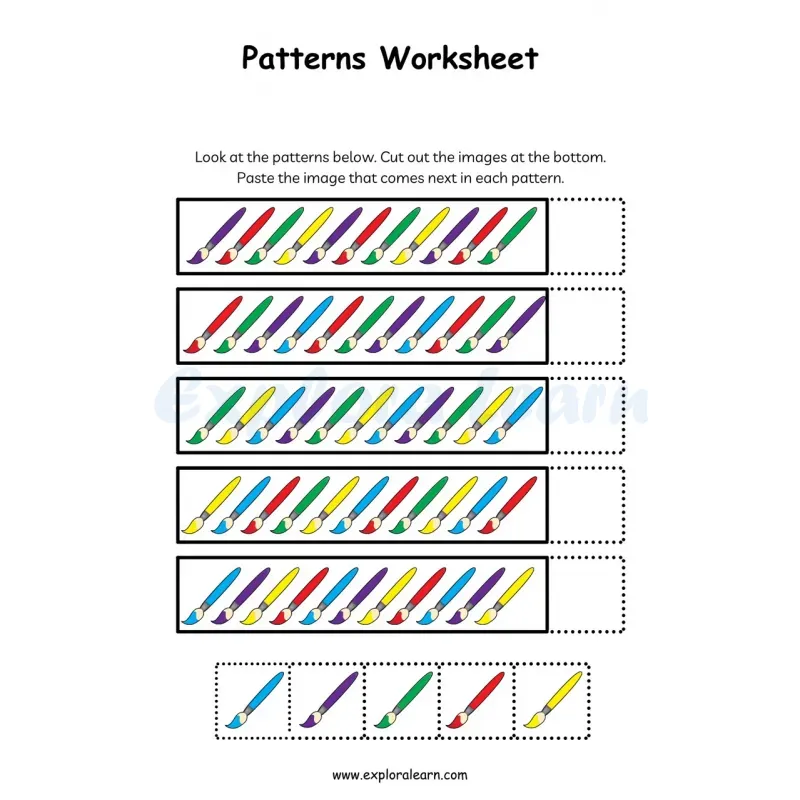 Free Exploralearn Worksheets, Logical Worksheets,Patterns Level 2