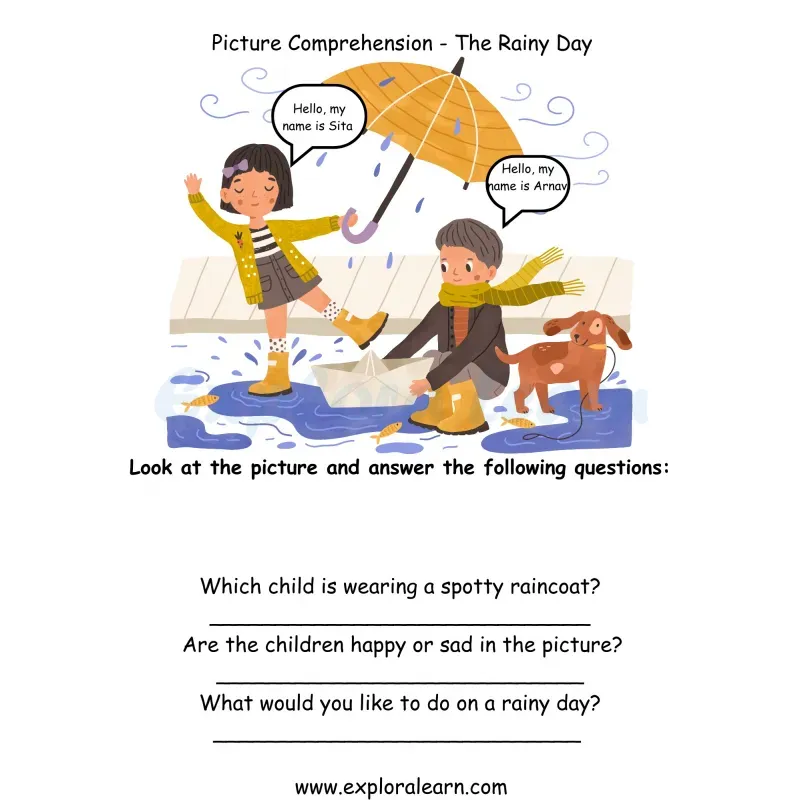 Free Exploralearn Worksheets, Reading Workheets,Picture Comprehension