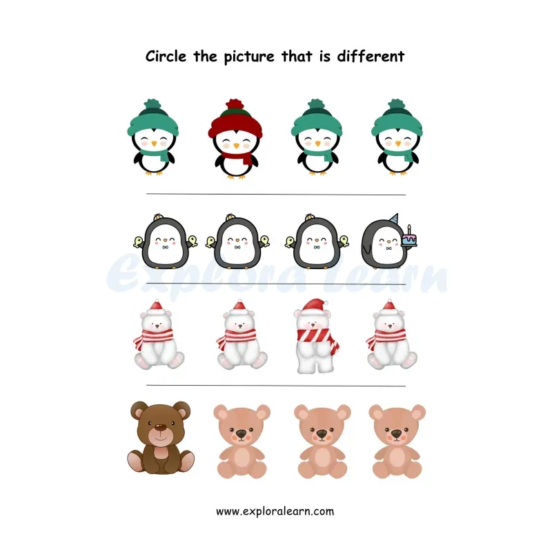 Free Exploralearn Worksheets, Comparisons Worksheets,Same and Different