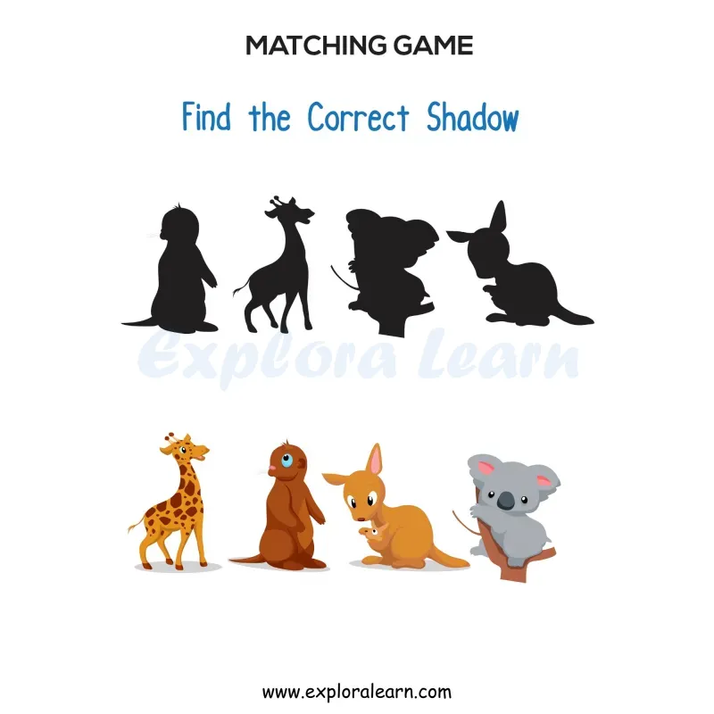 Free Exploralearn Worksheets, Logical Worksheets,Shadow Matching Level 1