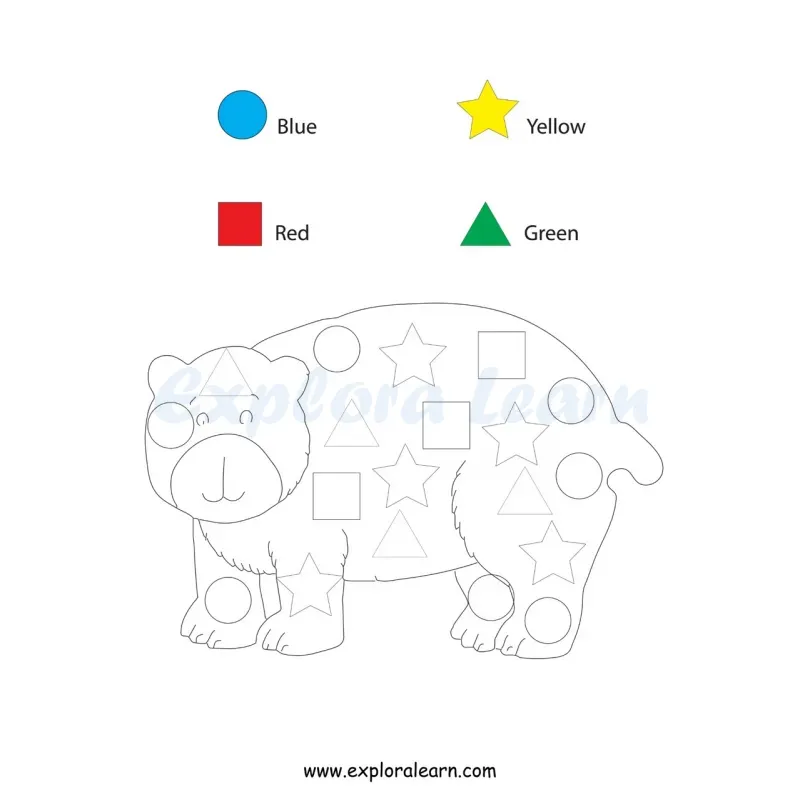 Free Exploralearn Worksheets, Shapes and Colours worksheet