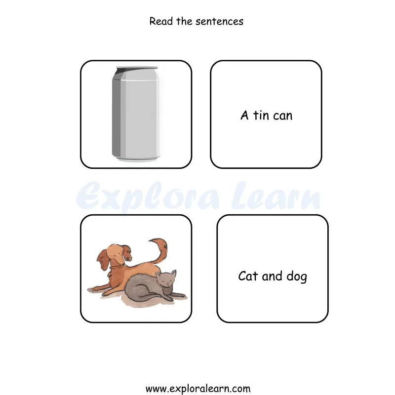Free Exploralearn Worksheets, Reading Workheets,Simple Reading