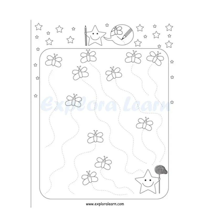 Free Exploralearn Worksheets, Curved Lines Practice worksheet.