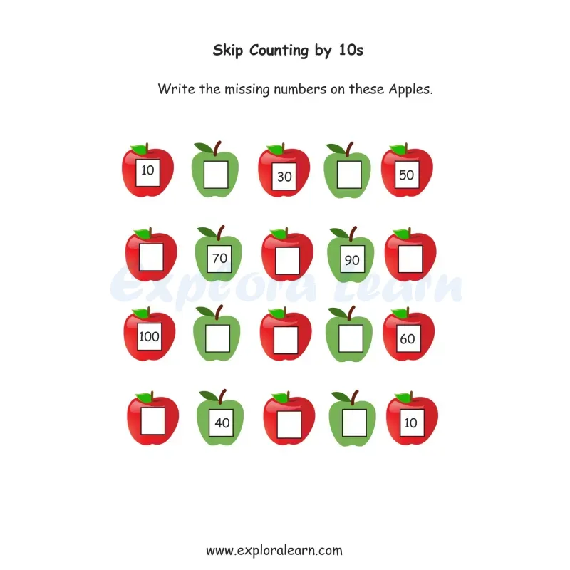 Free Exploralearn Worksheets Free Maths Worksheet Maths Skip Counting ...