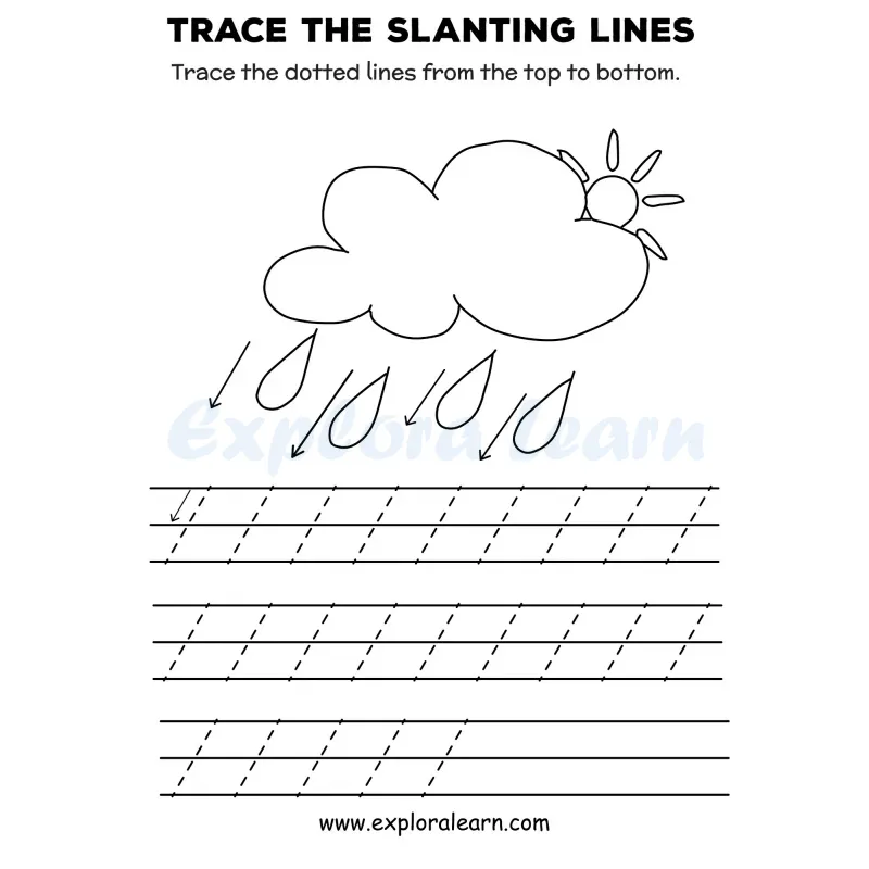 Free Exploralearn Worksheets, Sleeping Lines Practice worksheet.