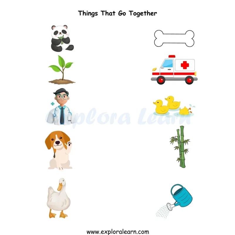 Free Exploralearn Worksheets, Things that Go Together Worksheets,Things ...