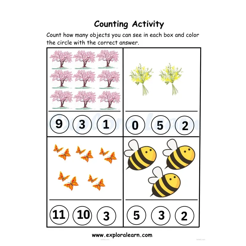 Free Exploralearn Worksheets, Counting worksheet
