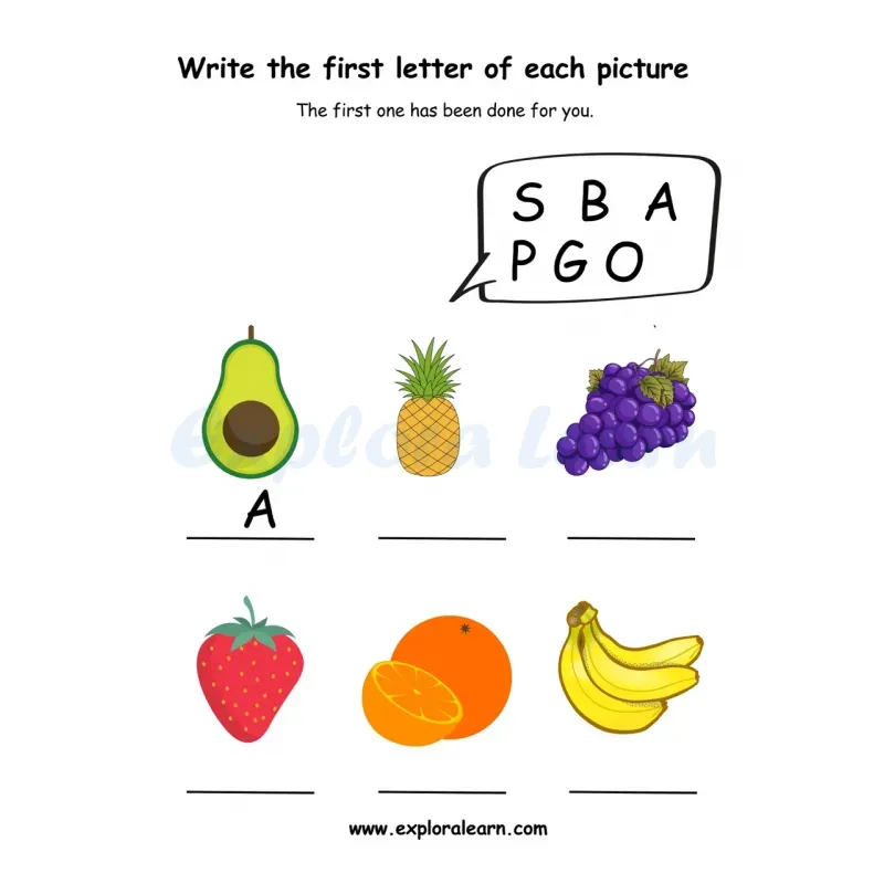 Free Exploralearn Worksheets, beginning sound worksheet