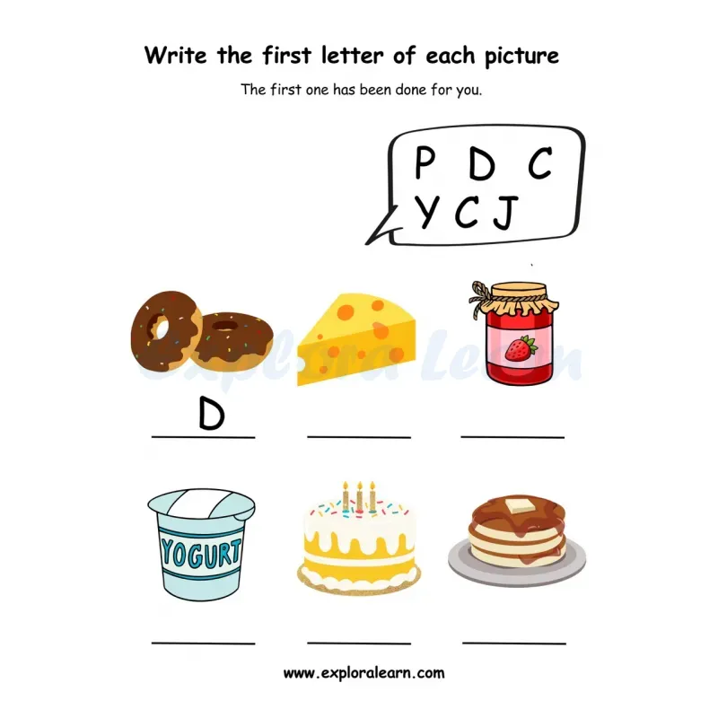 Free Exploralearn Worksheets, beginning sound worksheet