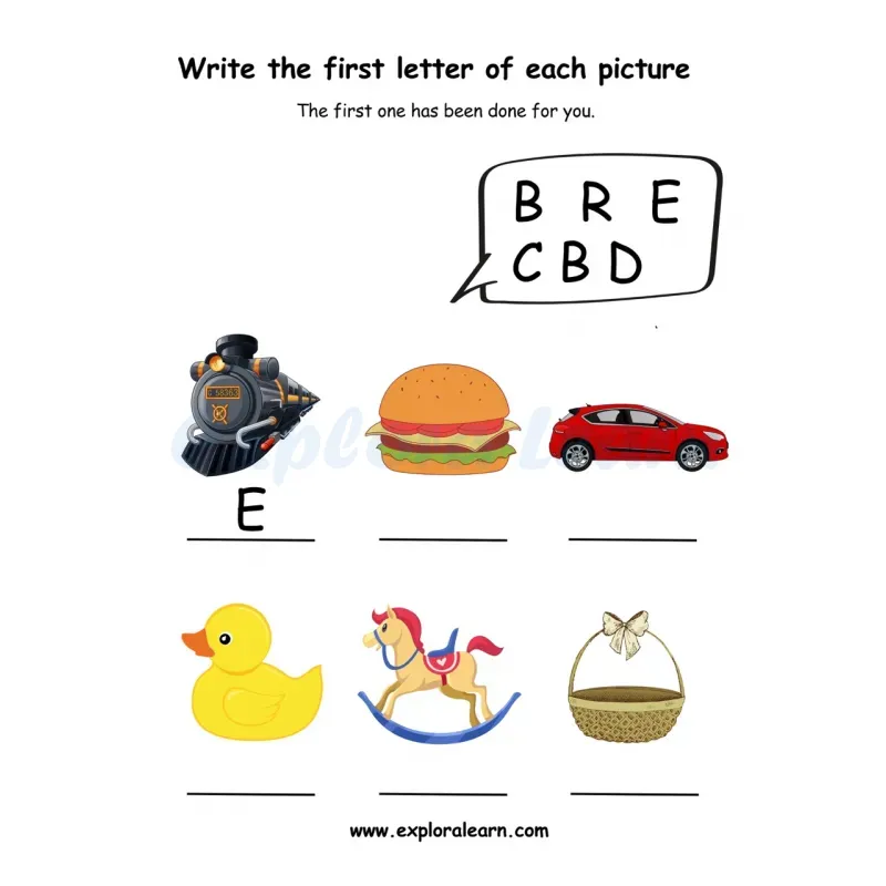 Free Exploralearn Worksheets, beginning sound worksheet