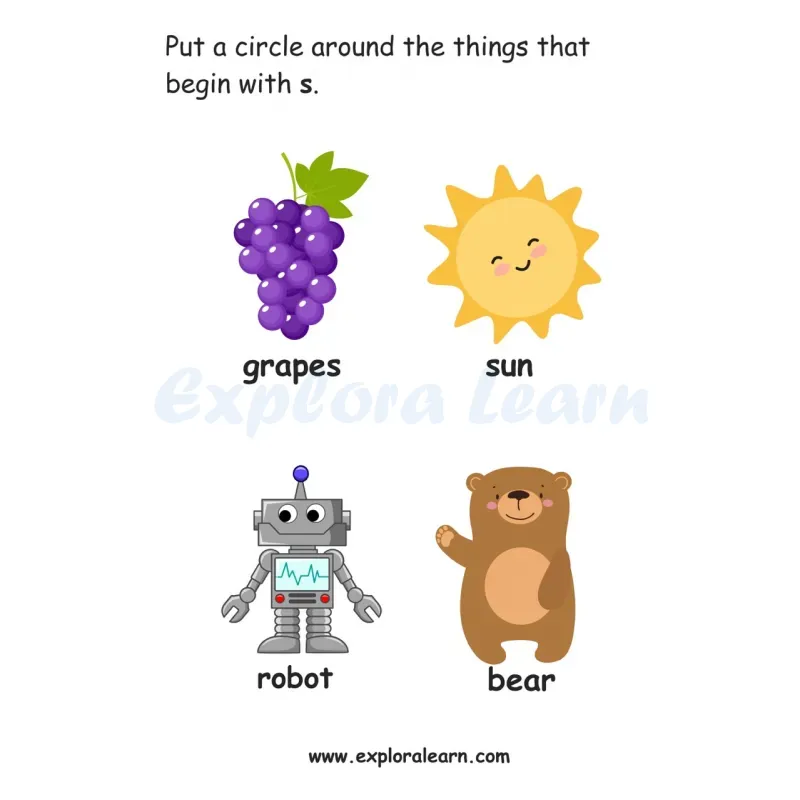 Free Exploralearn Worksheets, beginning sound worksheet s