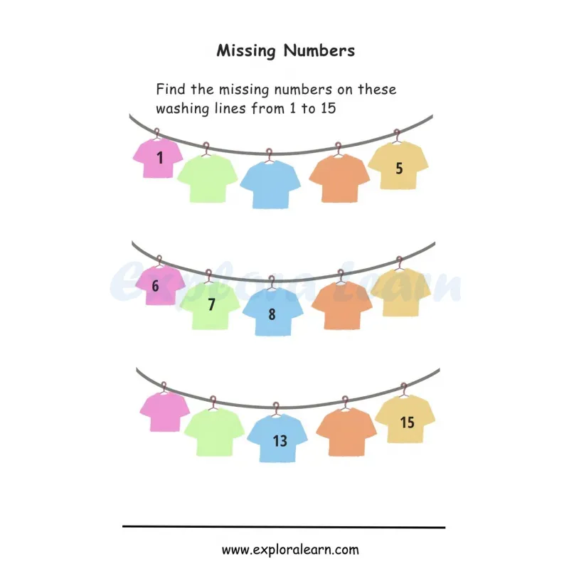 Free Exploralearn Worksheets, Missing Number Sequence Worksheets