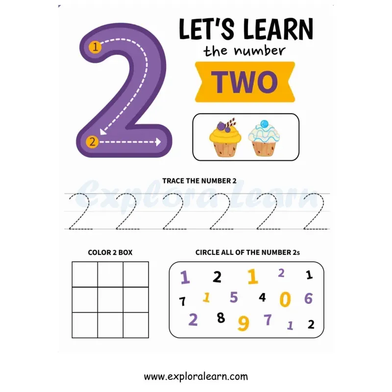 Free Exploralearn Worksheets, Number Writing Practice worksheet 2