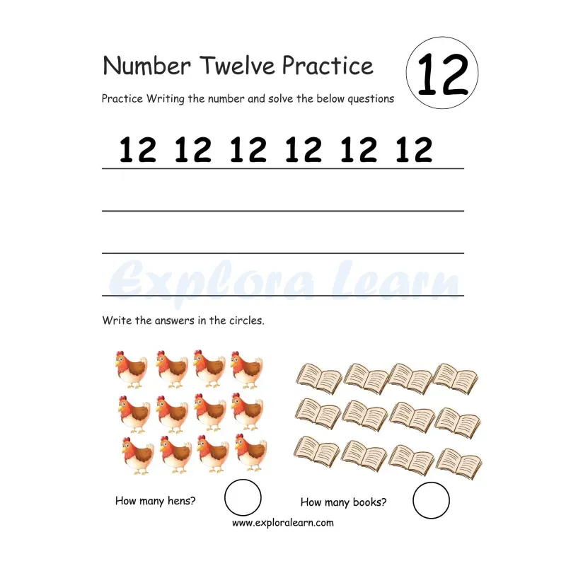 Free Exploralearn Worksheets, Number Writing Practice worksheet 12