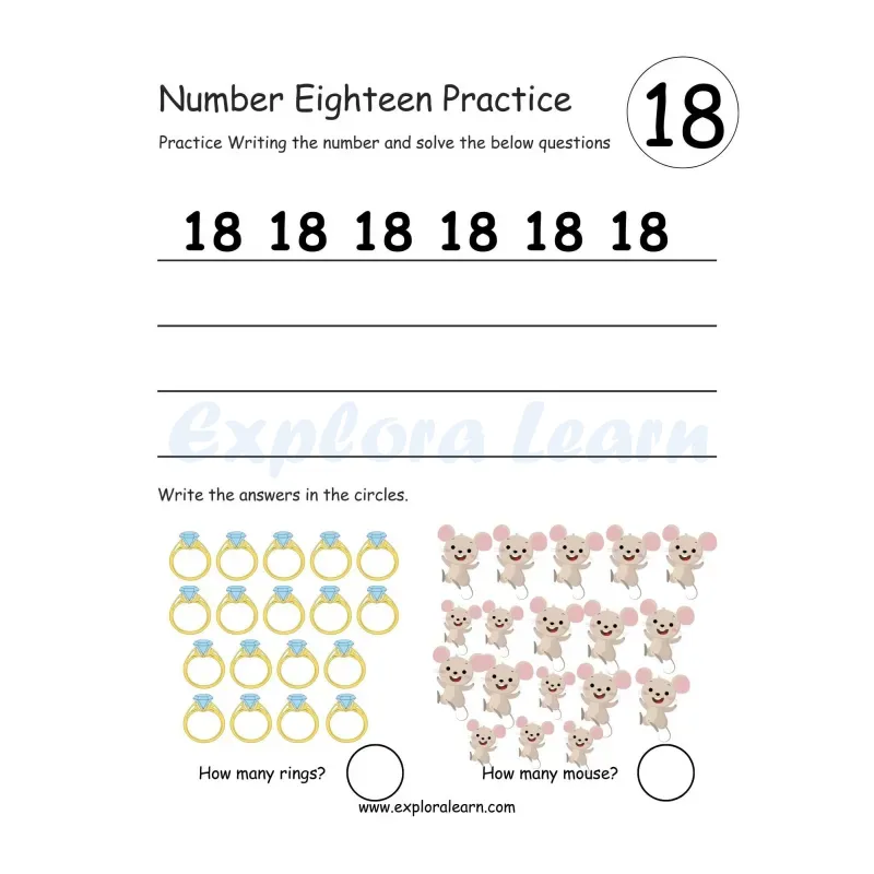 Free Exploralearn Worksheets, Number Writing Practice worksheet 18